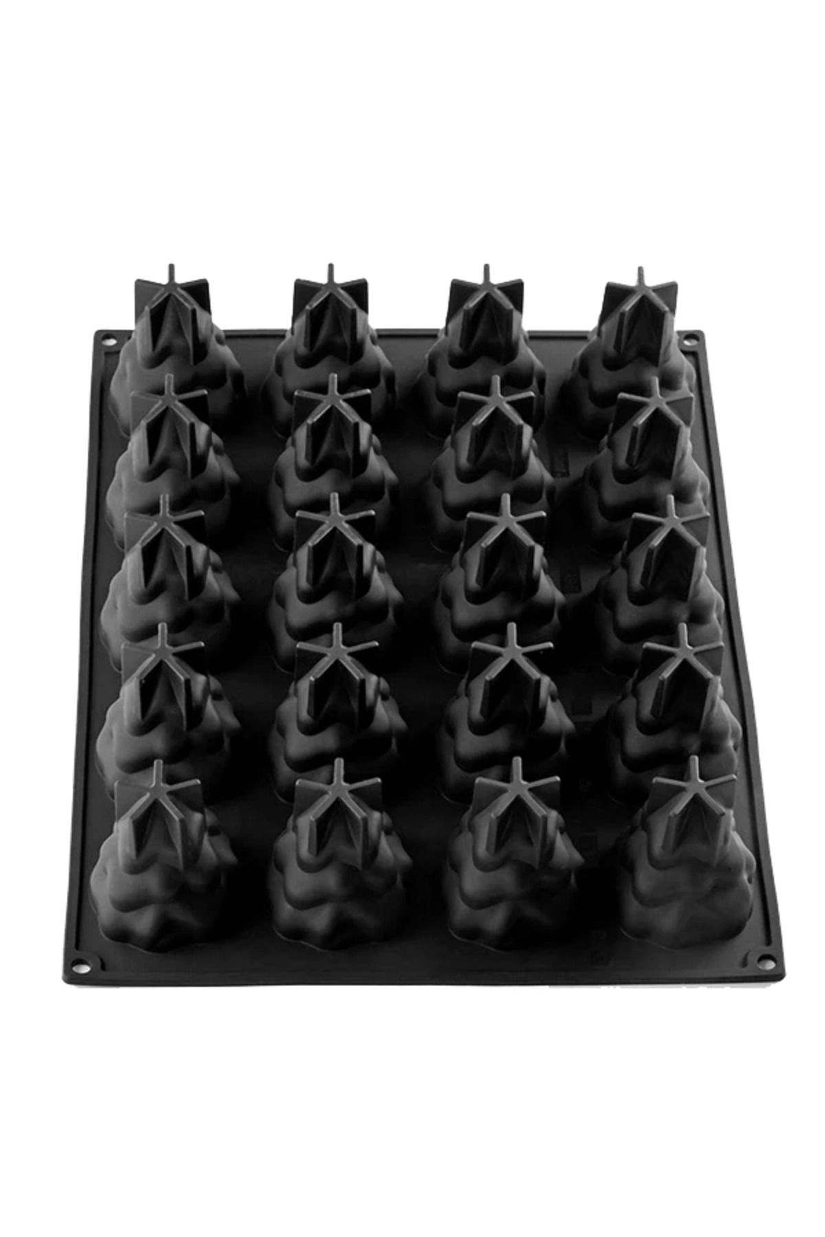 Pavoni-Silicone mold for single-portion, snowy fir trees, 20 cavities, Ø65x75 mm, 100 ml 1
