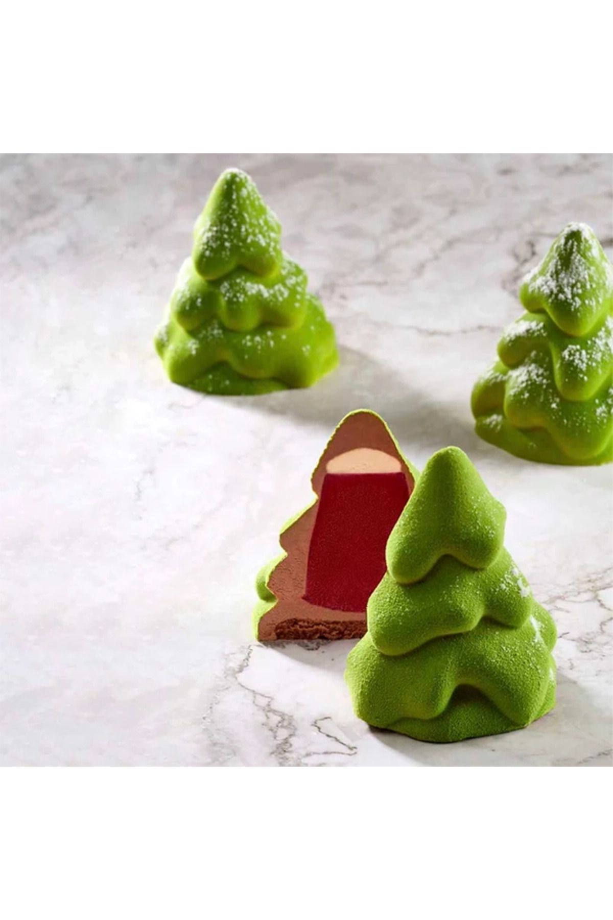 Pavoni-Silicone mold for single-portion, snowy fir trees, 20 cavities, Ø65x75 mm, 100 ml 4