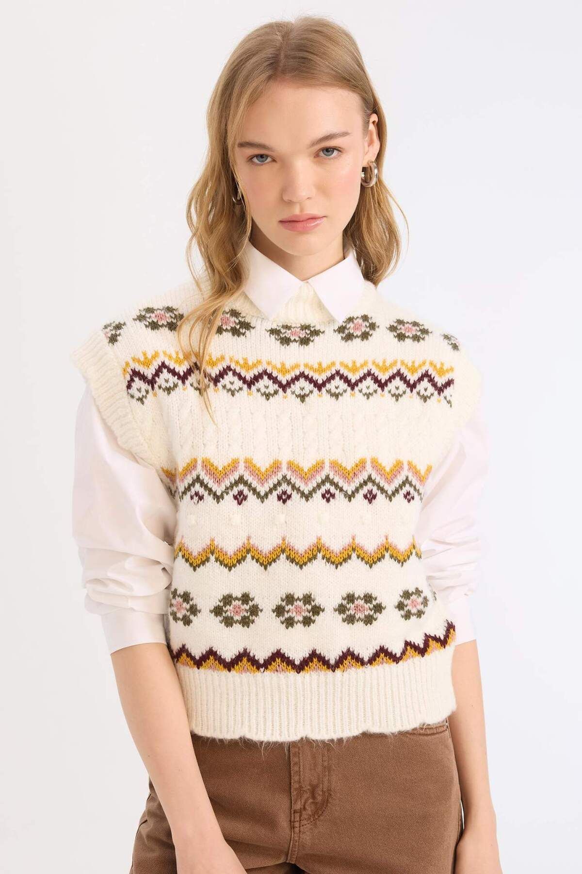 DeFacto-Coool Oversize Wide Fit Half Turtleneck Sweater Sweater E2004Ax24Cw 2