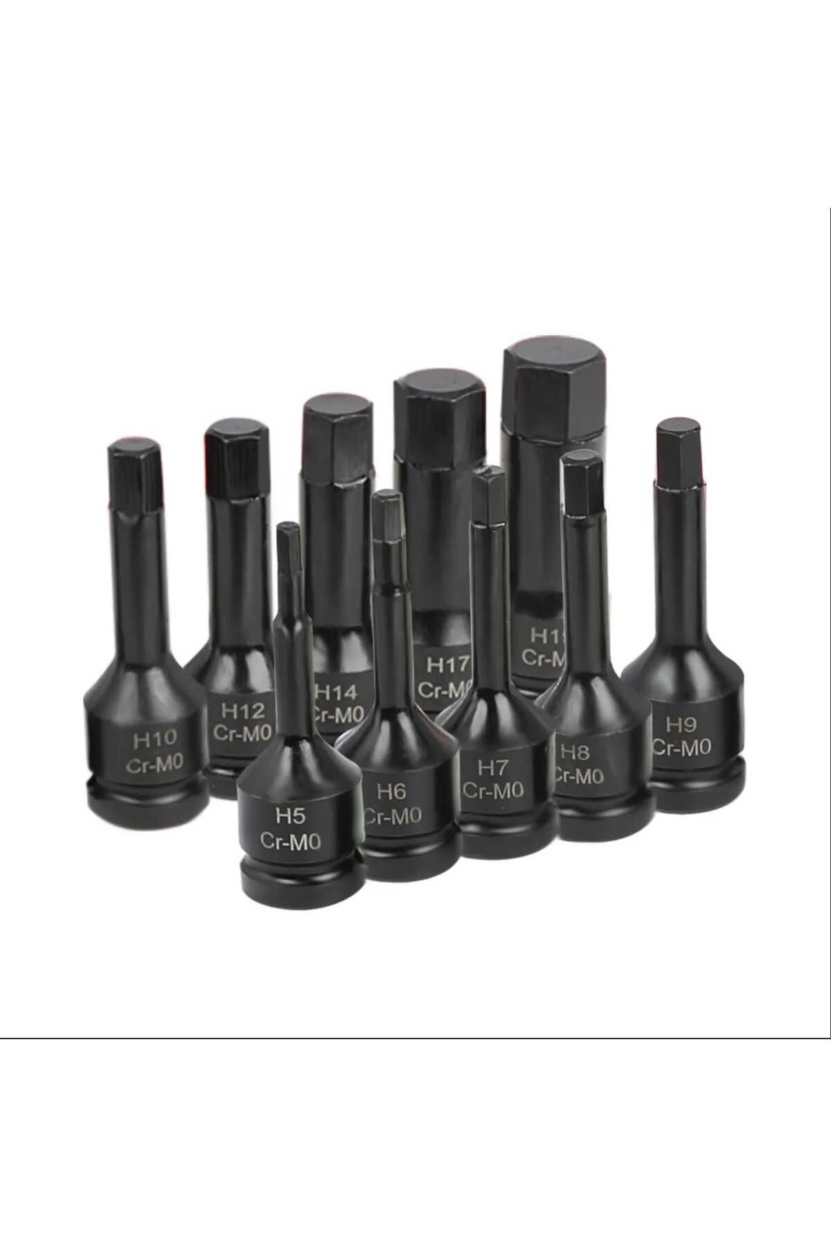 Metal Needs-Set of 8 impact sockets, Hex tip H5 - H19, 1/2 drive, Cr-Mo 6