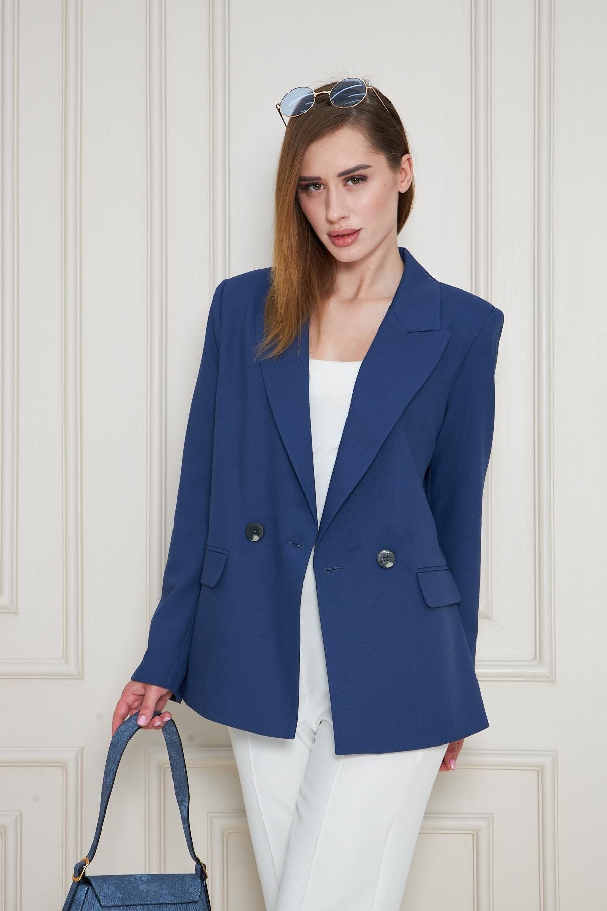 LOVELF-2 Button Double Breasted Polyviscose Jacket Saks 5