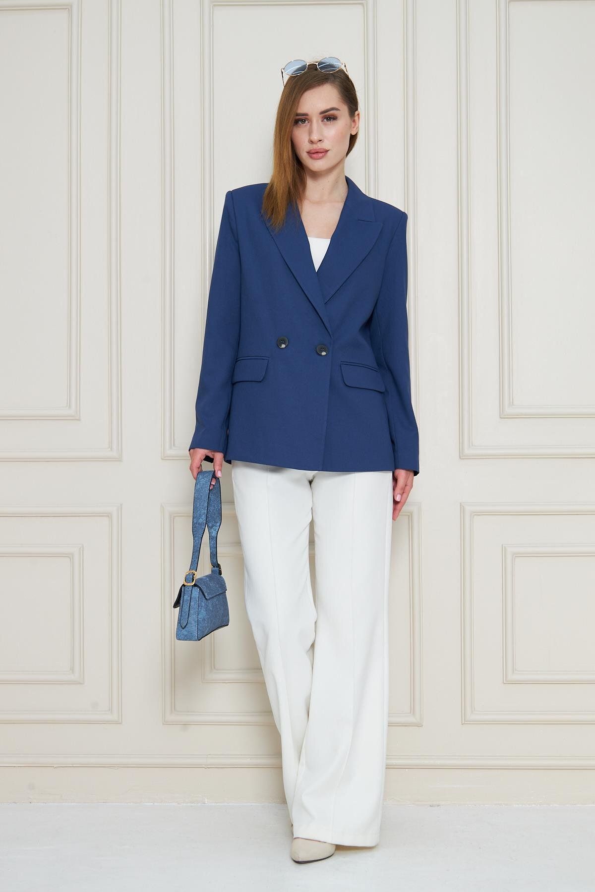 LOVELF-2 Button Double Breasted Polyviscose Jacket Saks 2