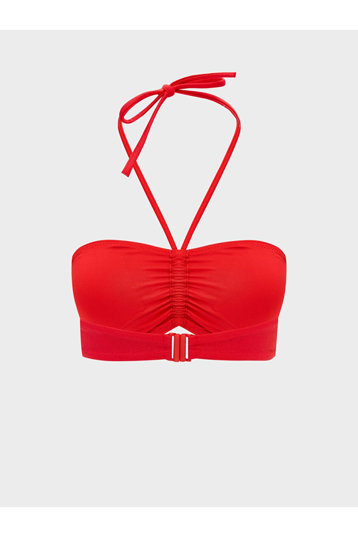 LC Waikiki-Sparkling Selections from Shining Store |   Women's Gathered Bikini Top with Red Removable Pad 2