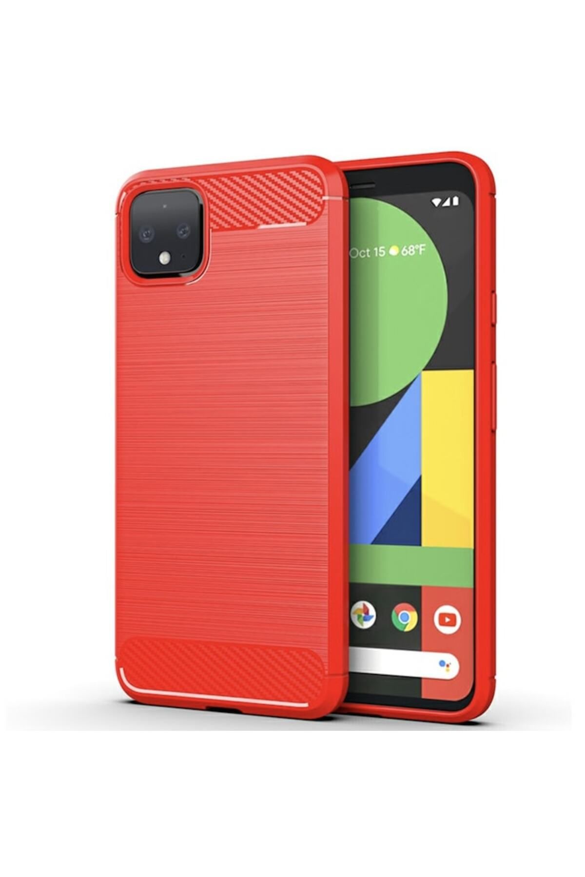 Bibilel-Protective Case with Carbon Inserts for Google Pixel 4 XL, Red 2