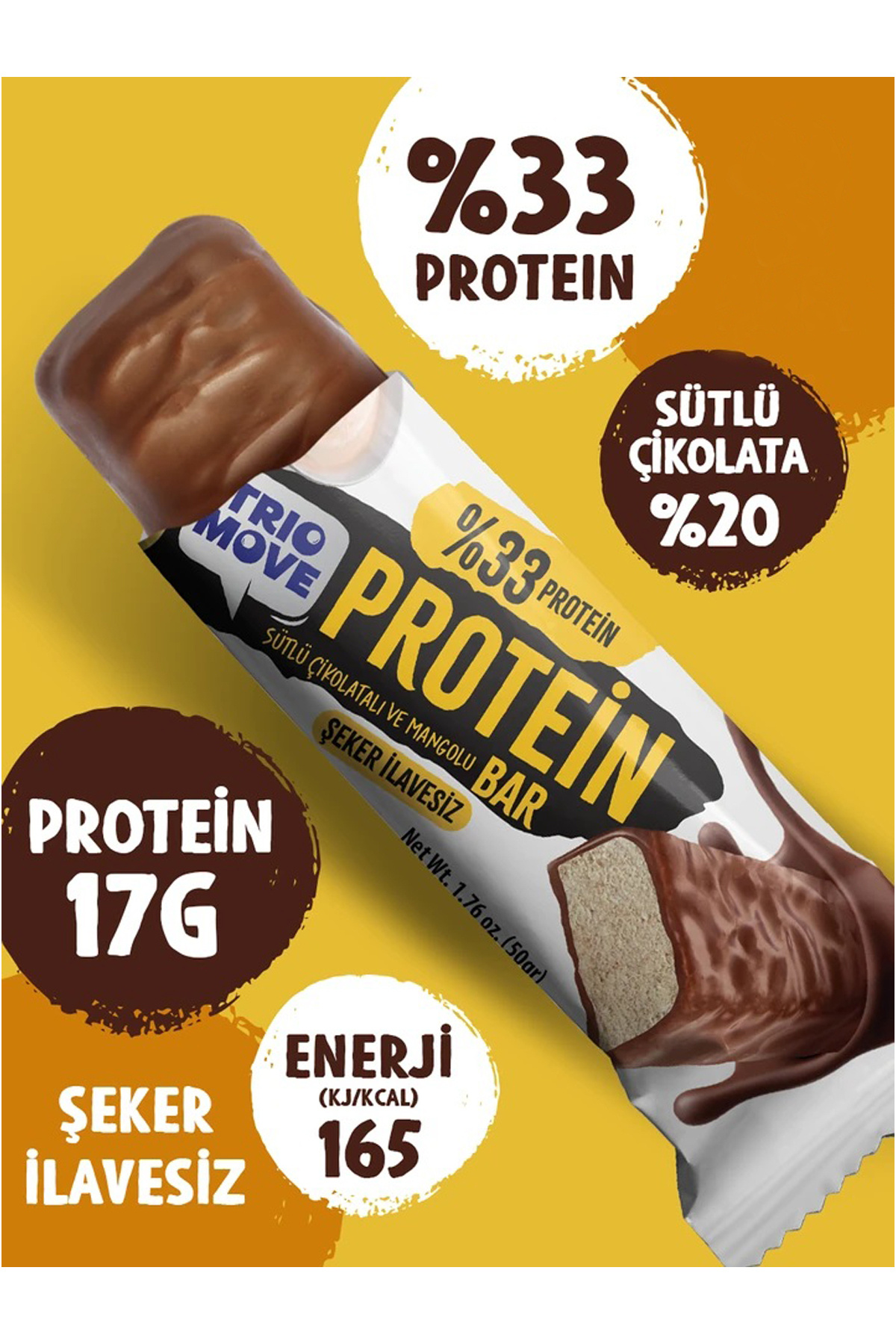 Trio Move Protein Trio Move %33 Protein Bar Mango ve Yoğurt 50gr - 4 Adet