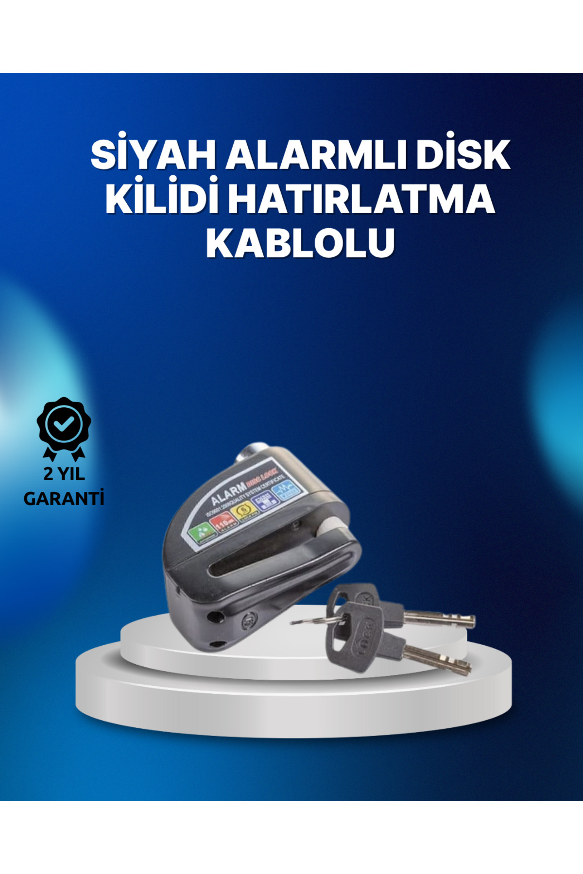 cenk x store Suya Dayanıklı 110dB Alarmlı Çelik Disk Kilidi