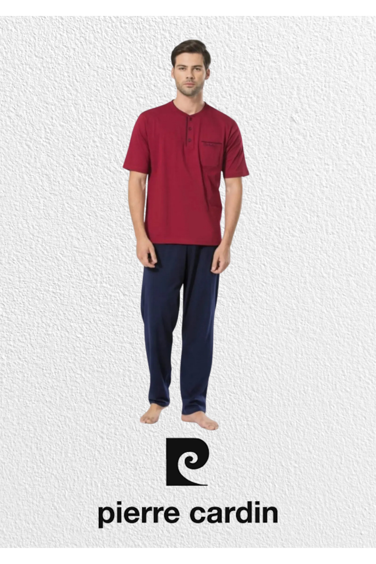 ست پیژامه و لباس خواب مردانه راسته فاق نرمال آستین کوتاه | پیر کاردین Pierre Cardin L1.PC.5370.ST02 - تصویر 5