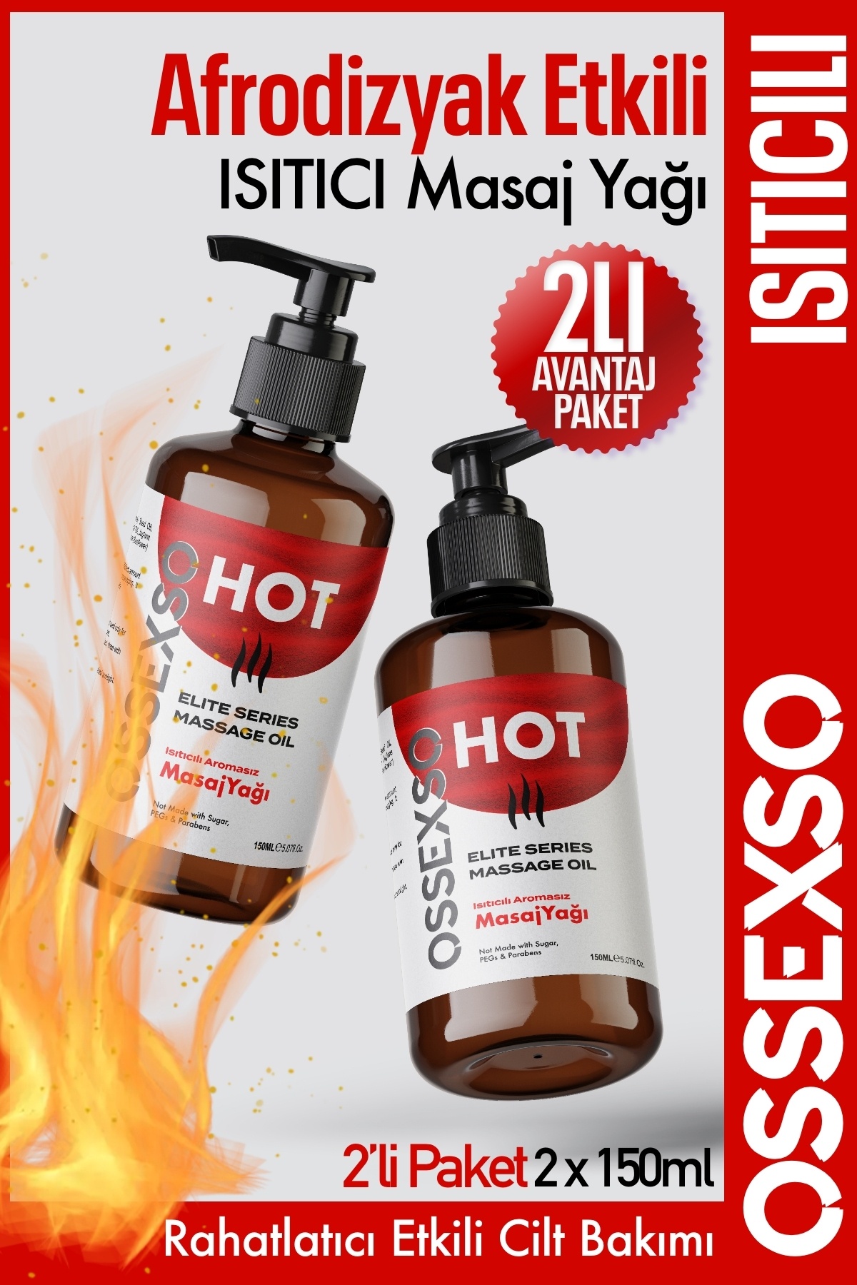 OSSEXSO Yenilebilir Isıtıcı Aromaterapi Masaj Yağı – Afro.dizyak Etkili Özel 2’li Avantaj Paketi