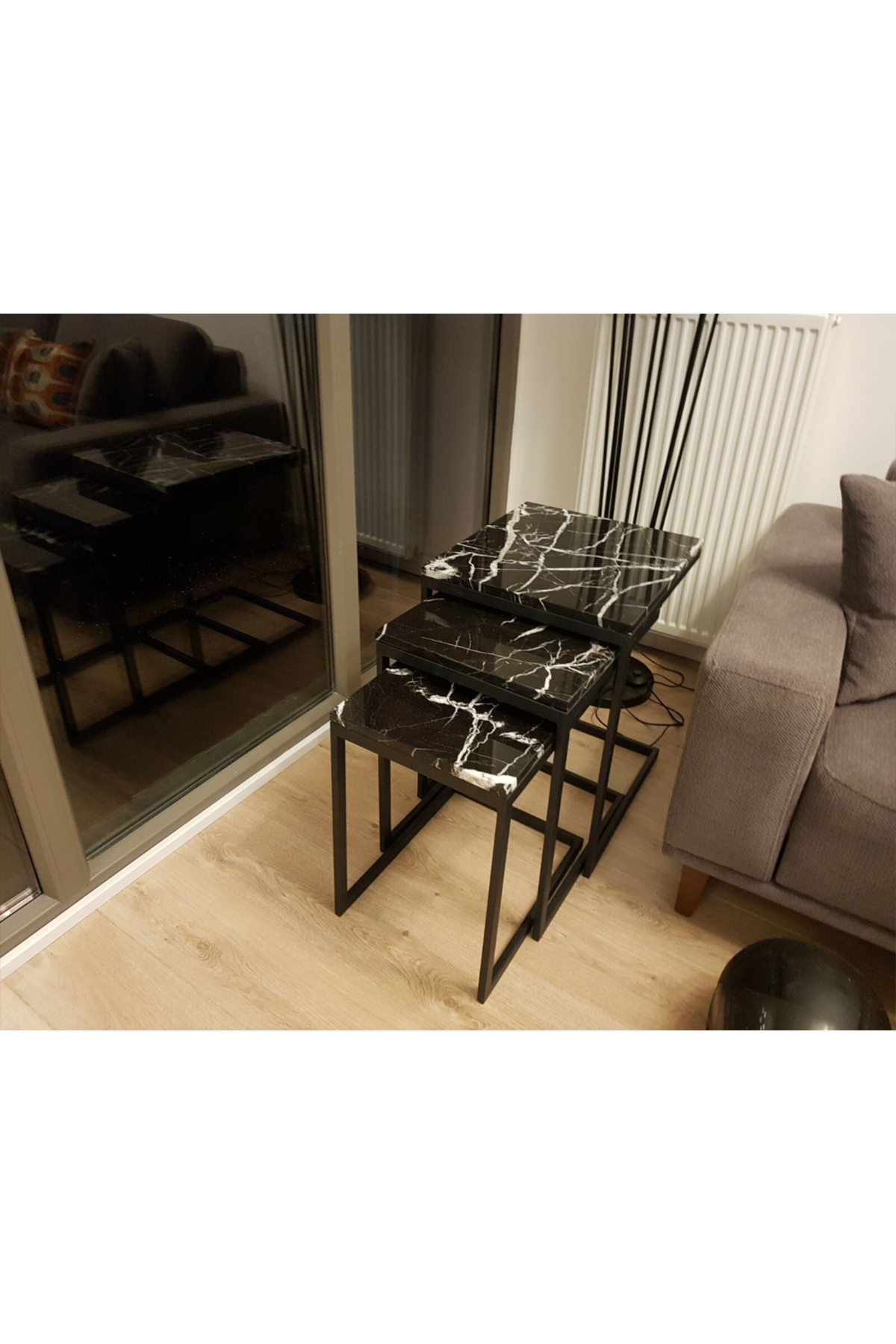 Türkiye-Nesting Coffee Table, Set Of 3 End Tables For Living Room, Stacking Side Tables, Sturdy And Easy Ass 3