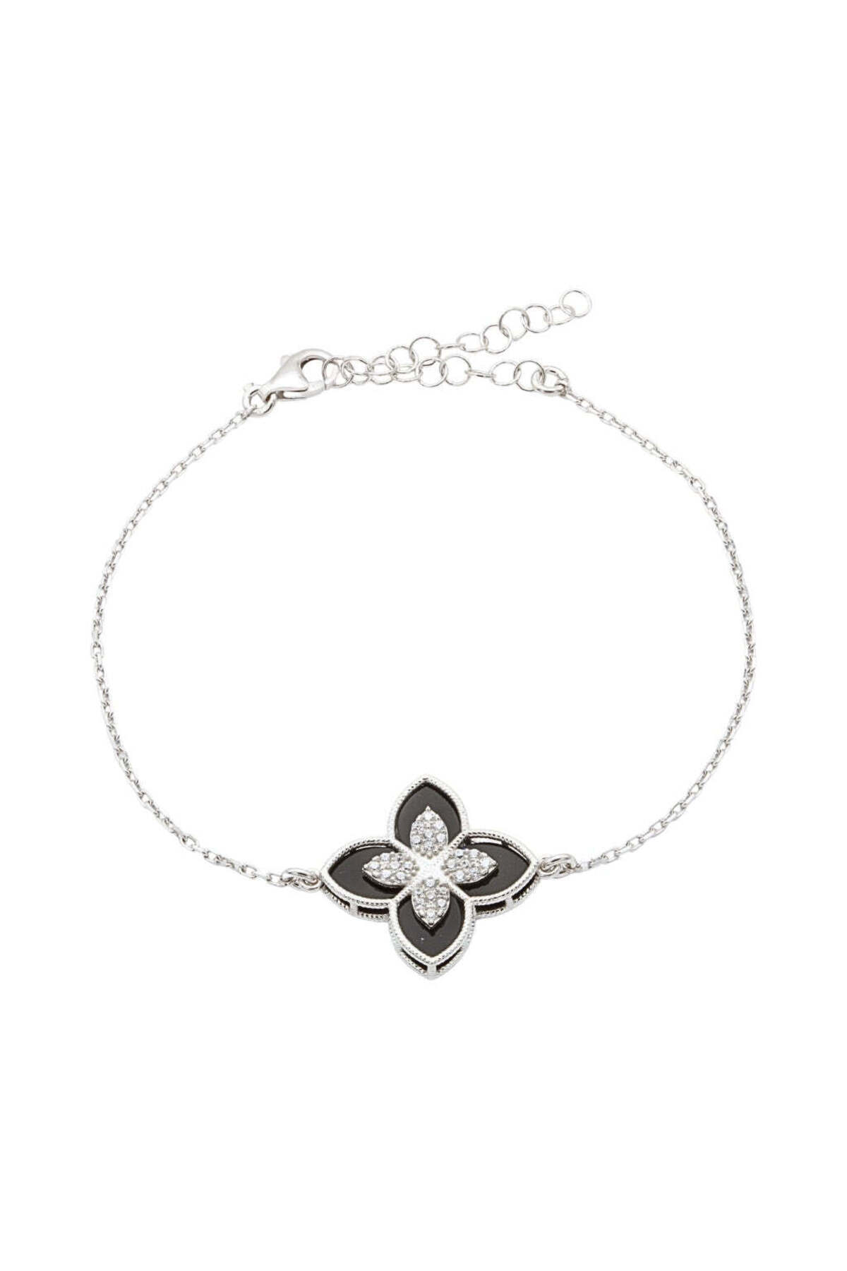 Bijuteria SORELLY-Bratara Argint Floare cu Onix 1