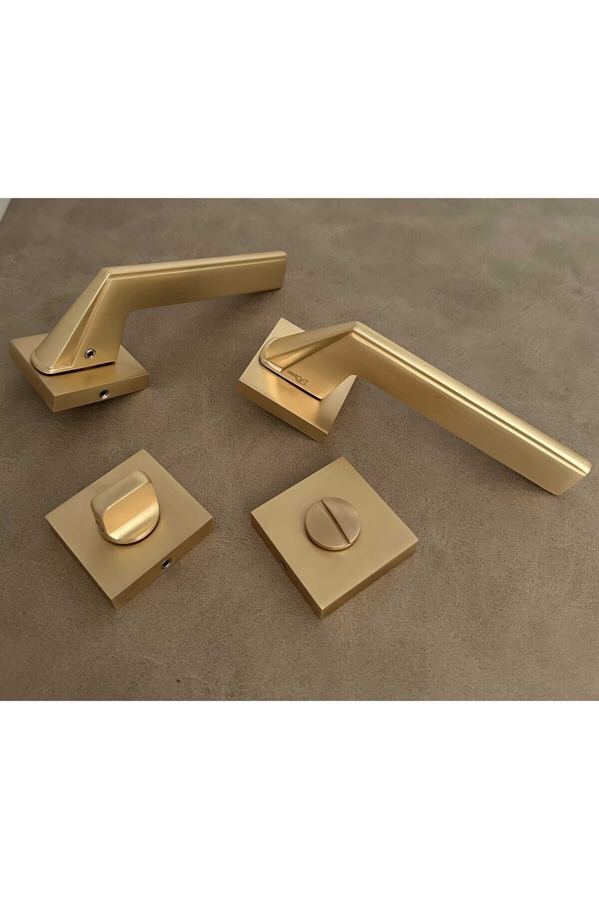 KOLDOOR-Rivax Anka Matte Gold Zamak Square Rosette Wc Bathroom Door Handle 1 Set 1