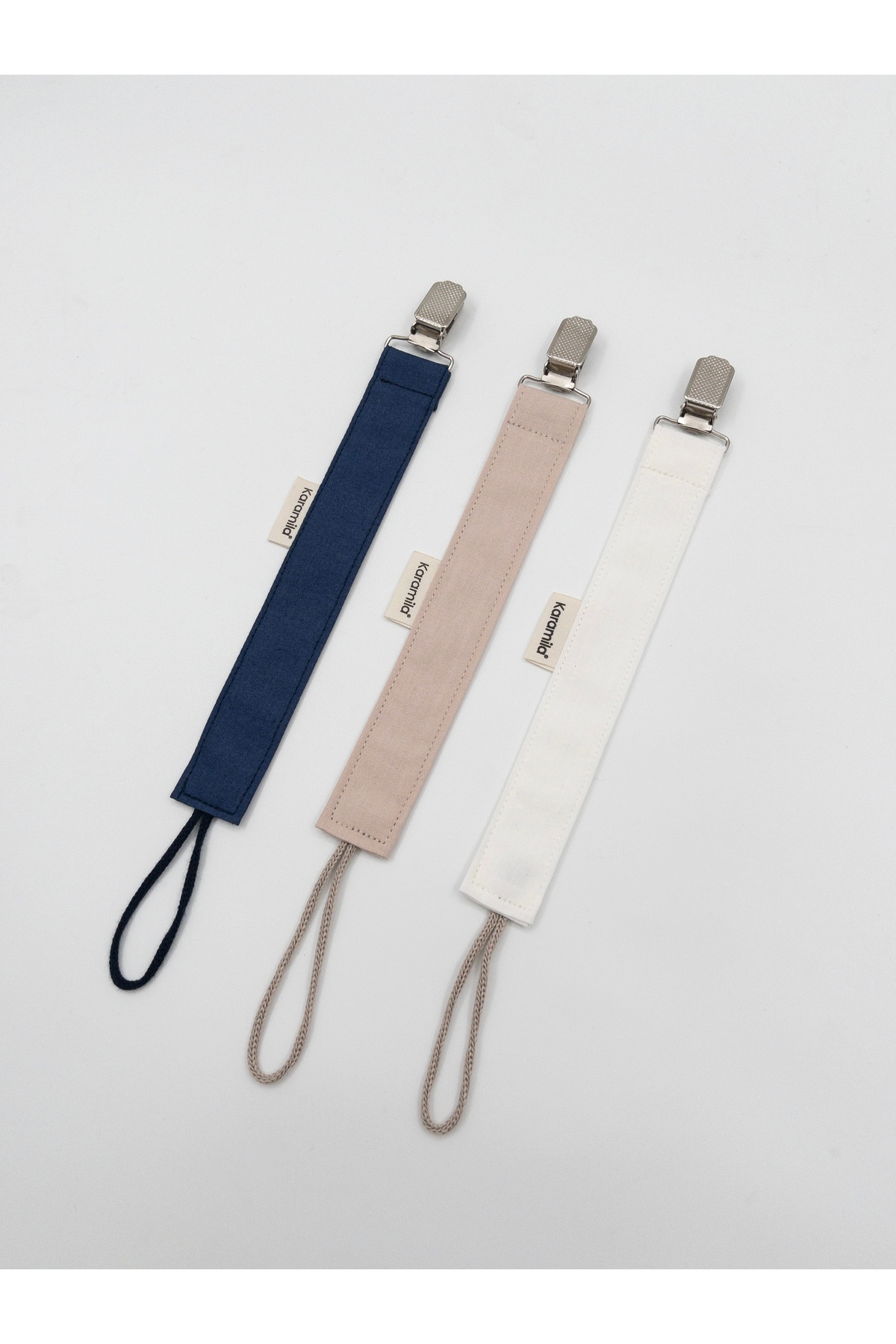 KARAMİLA 3’lü Set Bebek Emzik Askısı - Emzik Zincir i- Lacivert Beyaz Bej fotoğrafı 3 (önizleme)