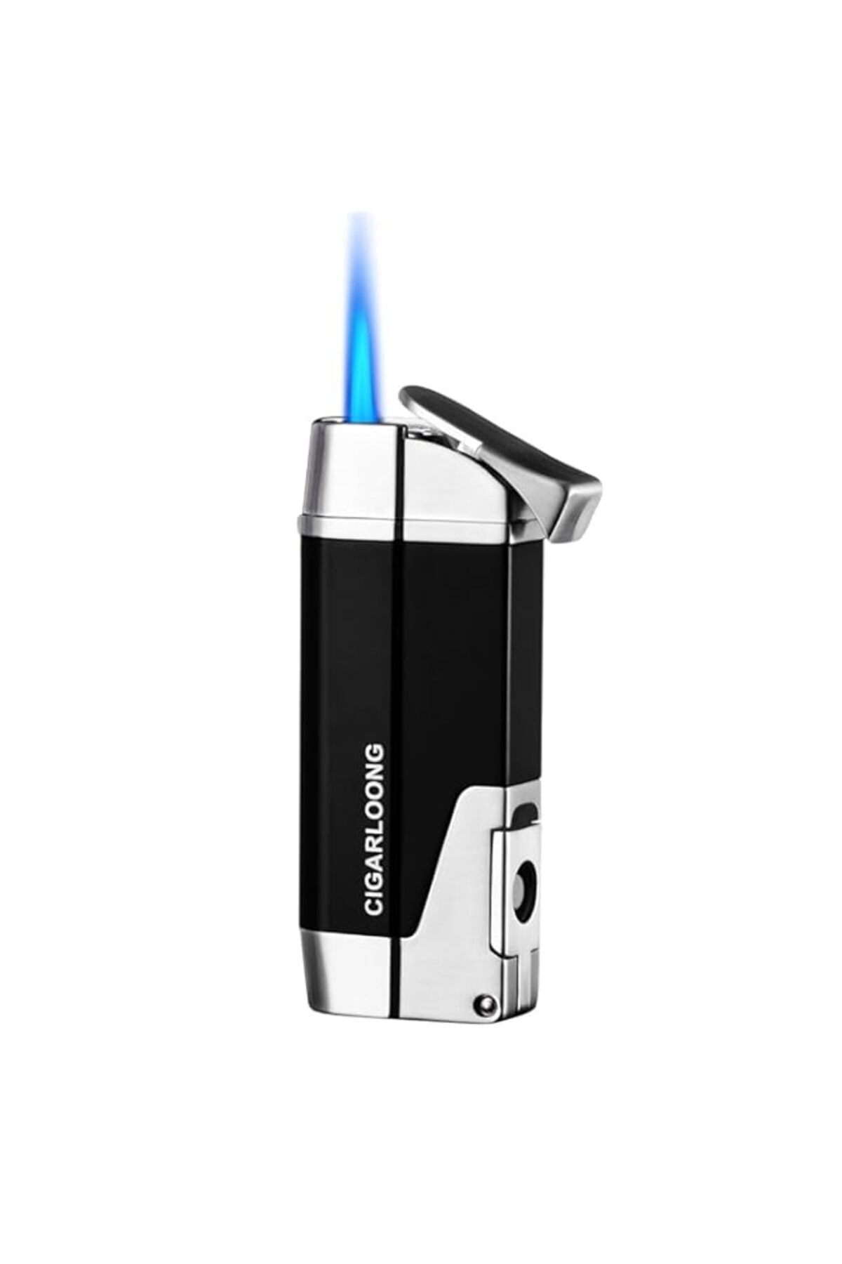 Generic-CIGARLOONG Refillable Butane Torch Lighter,2-in-1 Windproof Adjustable Flame Lighter Built-in Cigar 1
