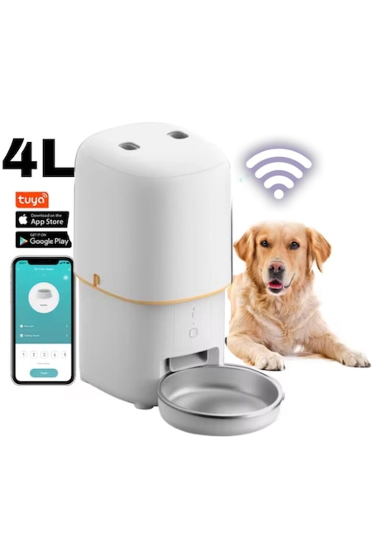 AMYMAT-Smart Automatic Feeder/Dispenser 4L for Dogs and Cats, WiFi, Tuya App Control, Programmable Portioni 1
