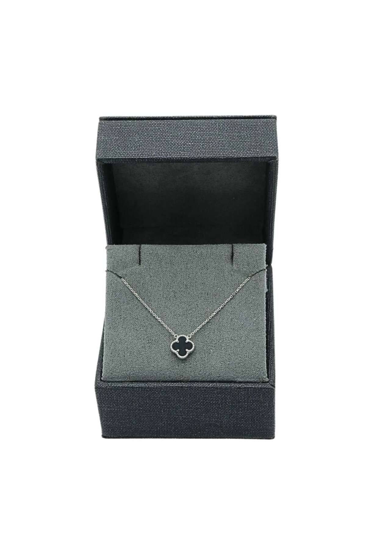 Bijuteria SORELLY-Lant Aur 14k Floare Onix 8mm Alb 6