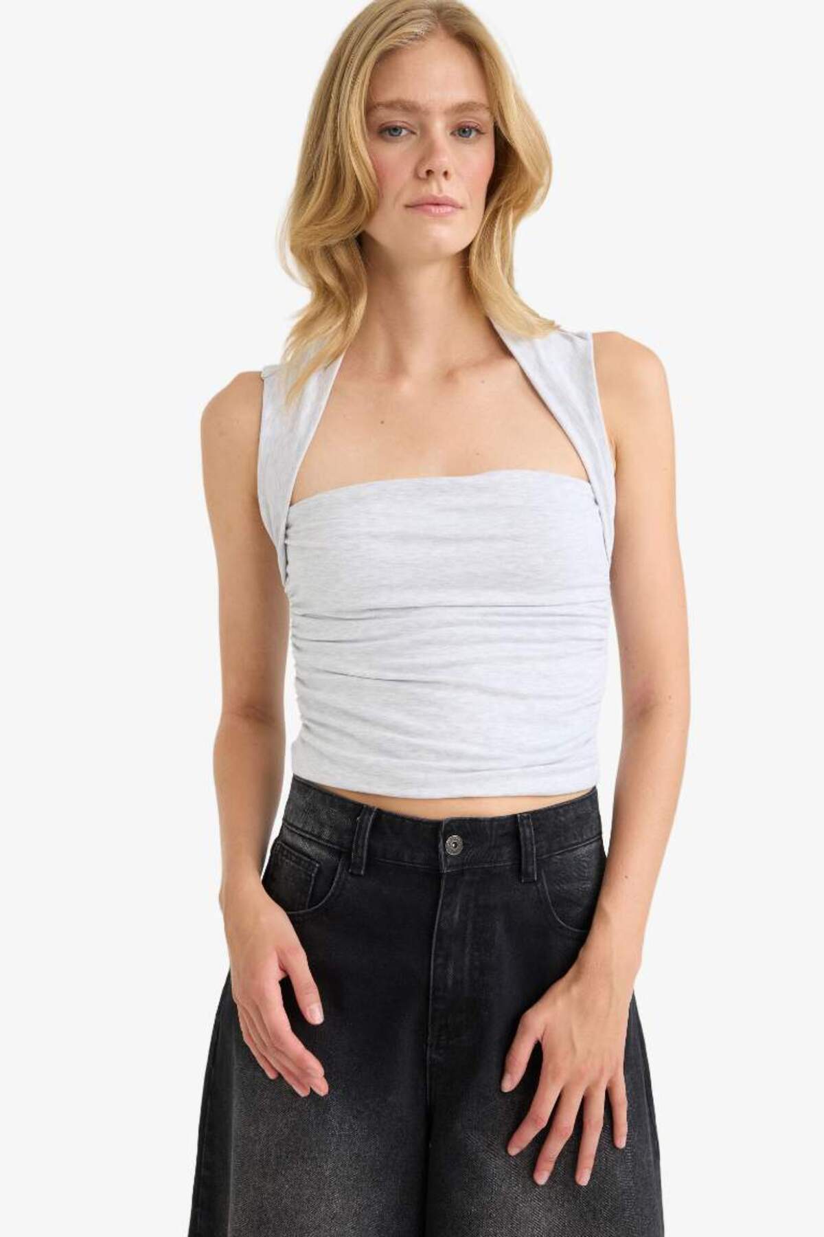 DeFacto CROPPED FIT - Camisa - White/blanco