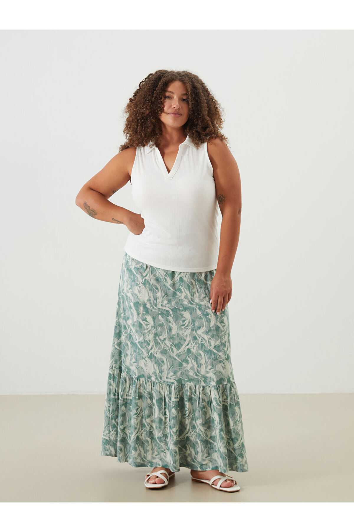 LC Waikiki-Patterned A-Line Skirt with Elastic Waist 2
