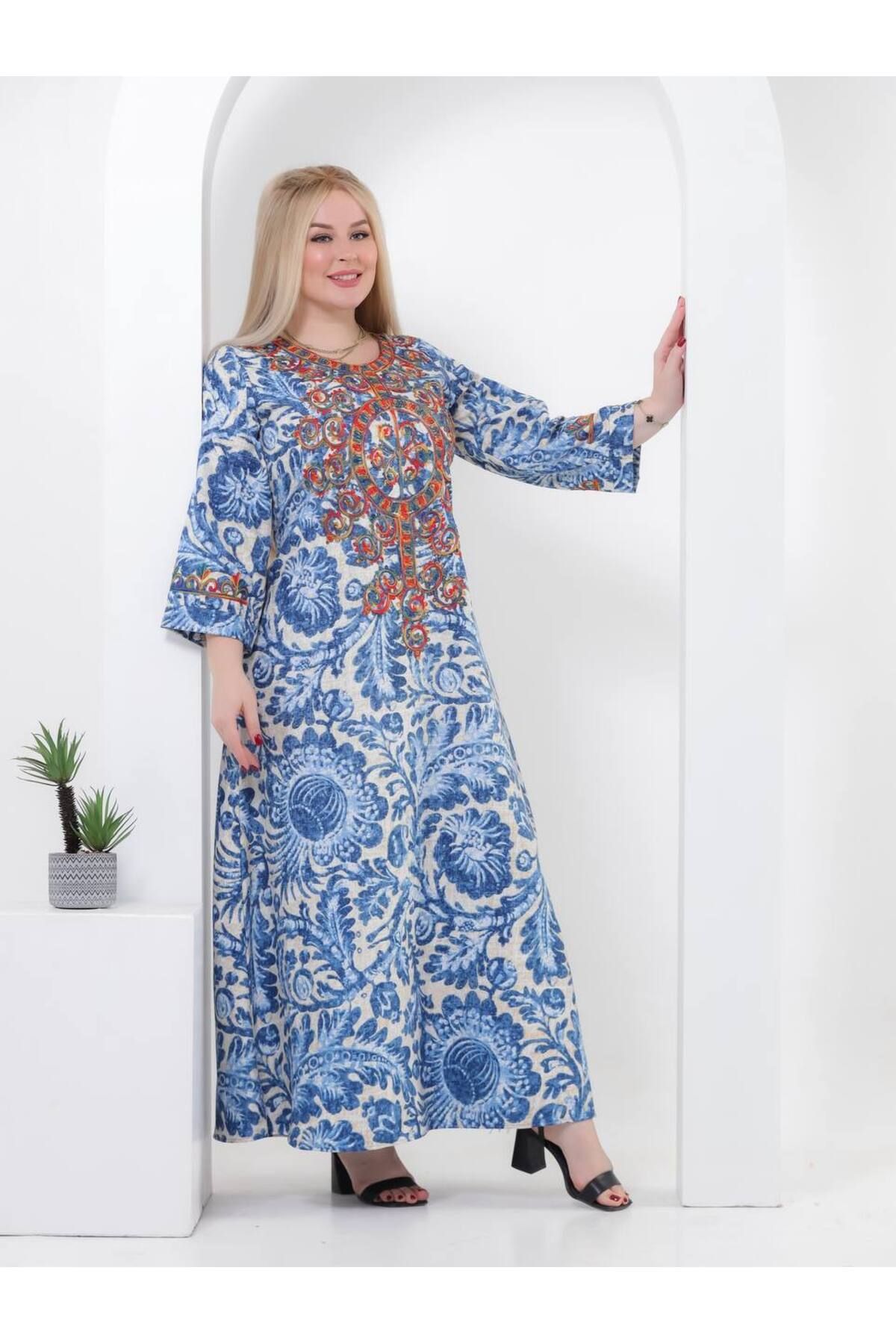 Brides-A-001 Embroidered Jalabiya with luxurious and delicate embroidery that combines traditional patterns and bright colors 1