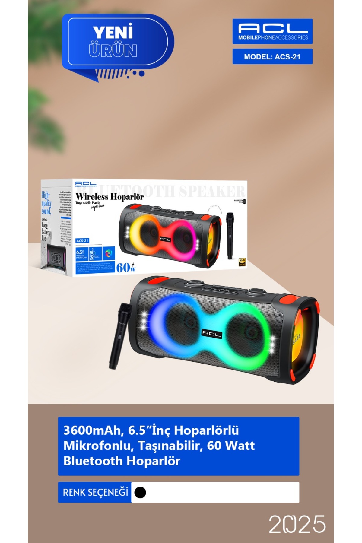 ACL Acs-21 - 60w Gücünde 2x6.5”i̇nç Hoparlörlü Mikrofonlu