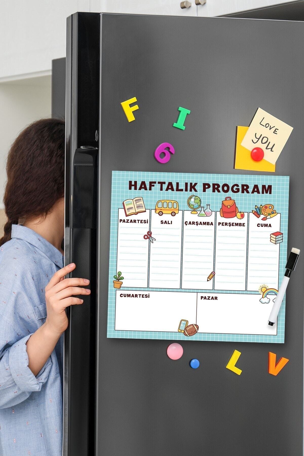 Hobialem Çocuklara Özel Haftalık Magnet Planlayıcı Yazı Tahtası Not Panosu + 2 Adet Kalem