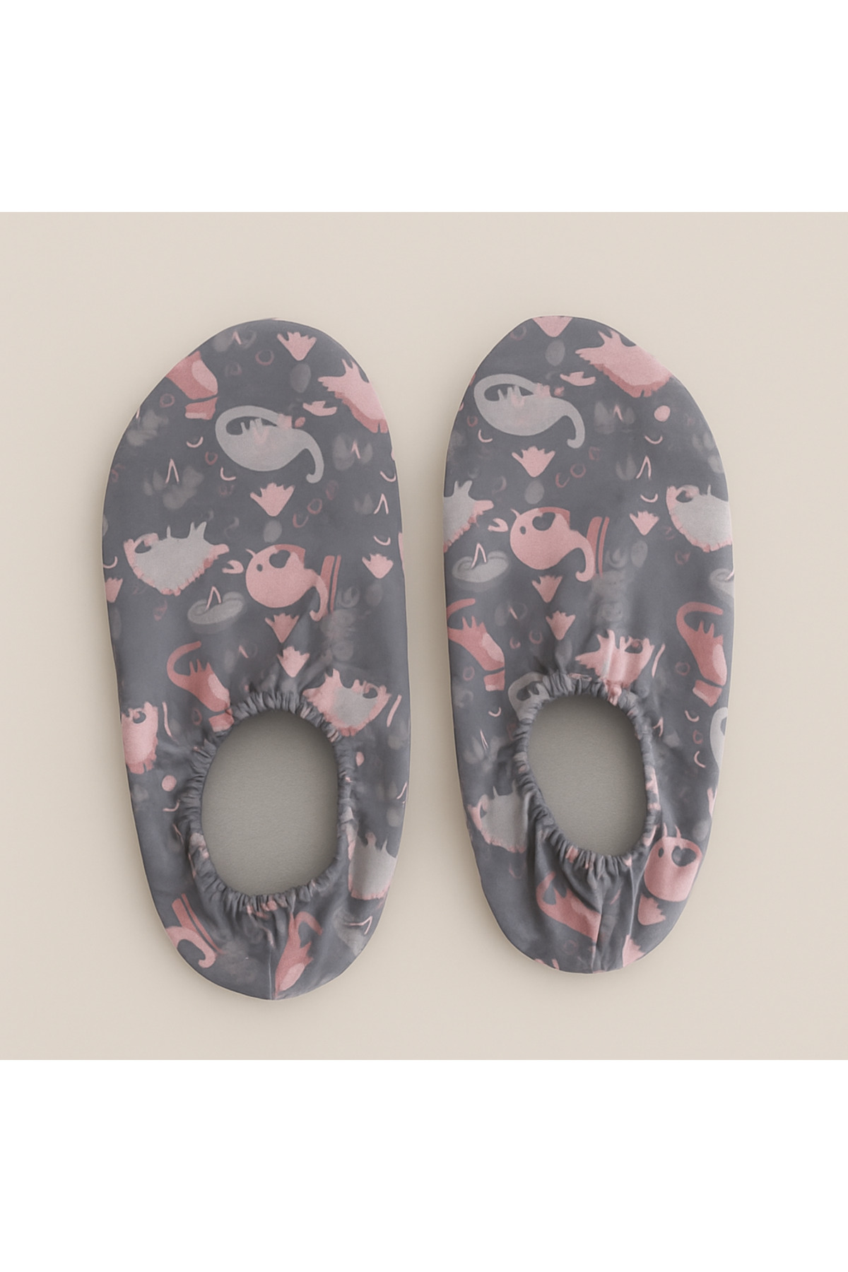 Anti-slip Sole Children's Sea Shoes Swimwear fabric Gray Dinosaur Pattern