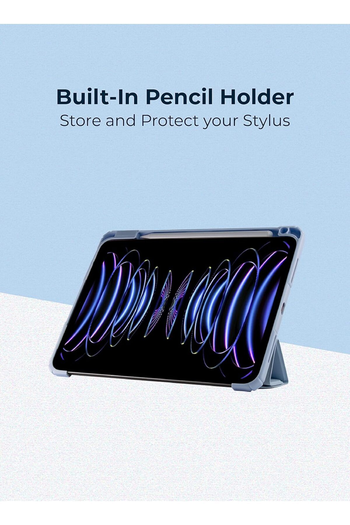 BLUPEBBLE-Hybrid Folio with Pen Holder Transparent Back with Auto Sleep/Wake function Shockproof Sli 6