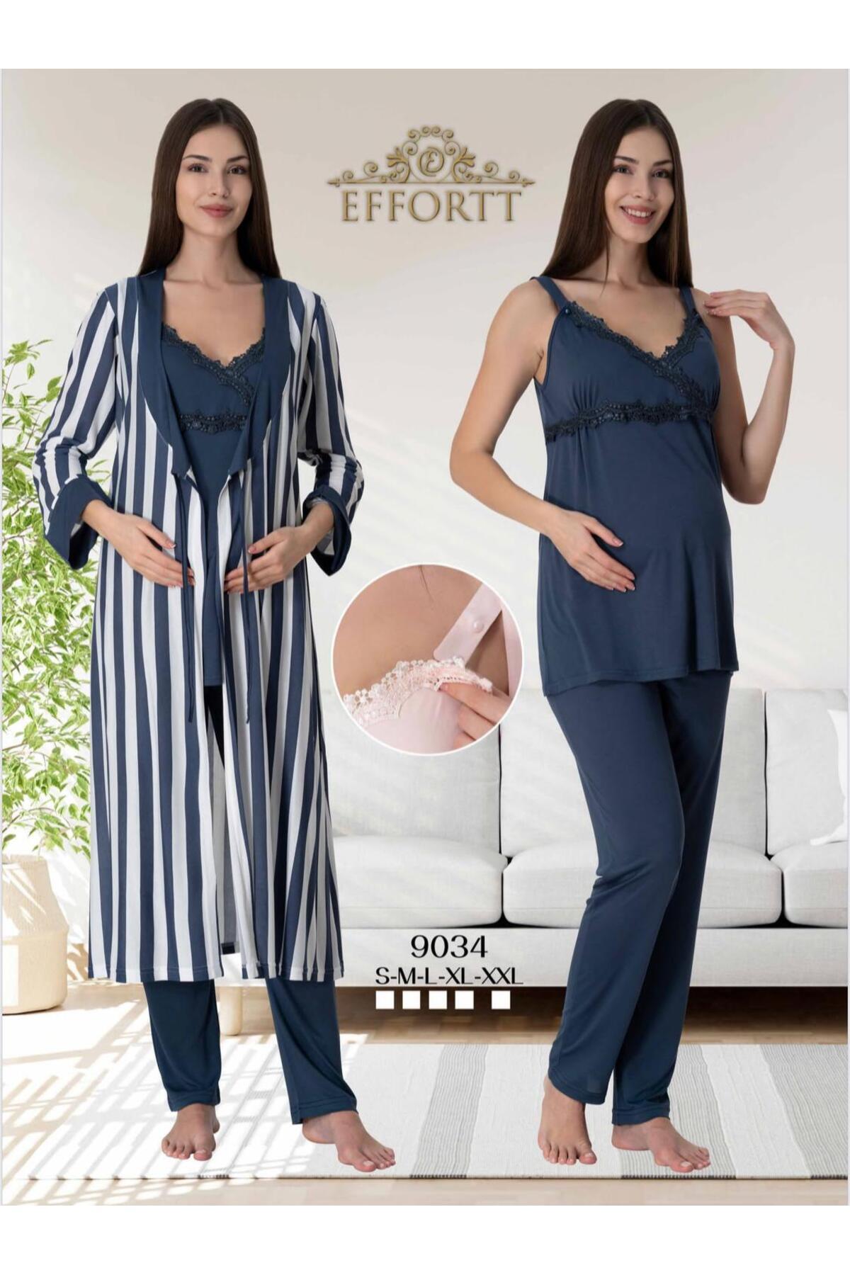 EM&FA TEKSTİL Hamile Lohusa Sabahlıklı Pijama Takımı