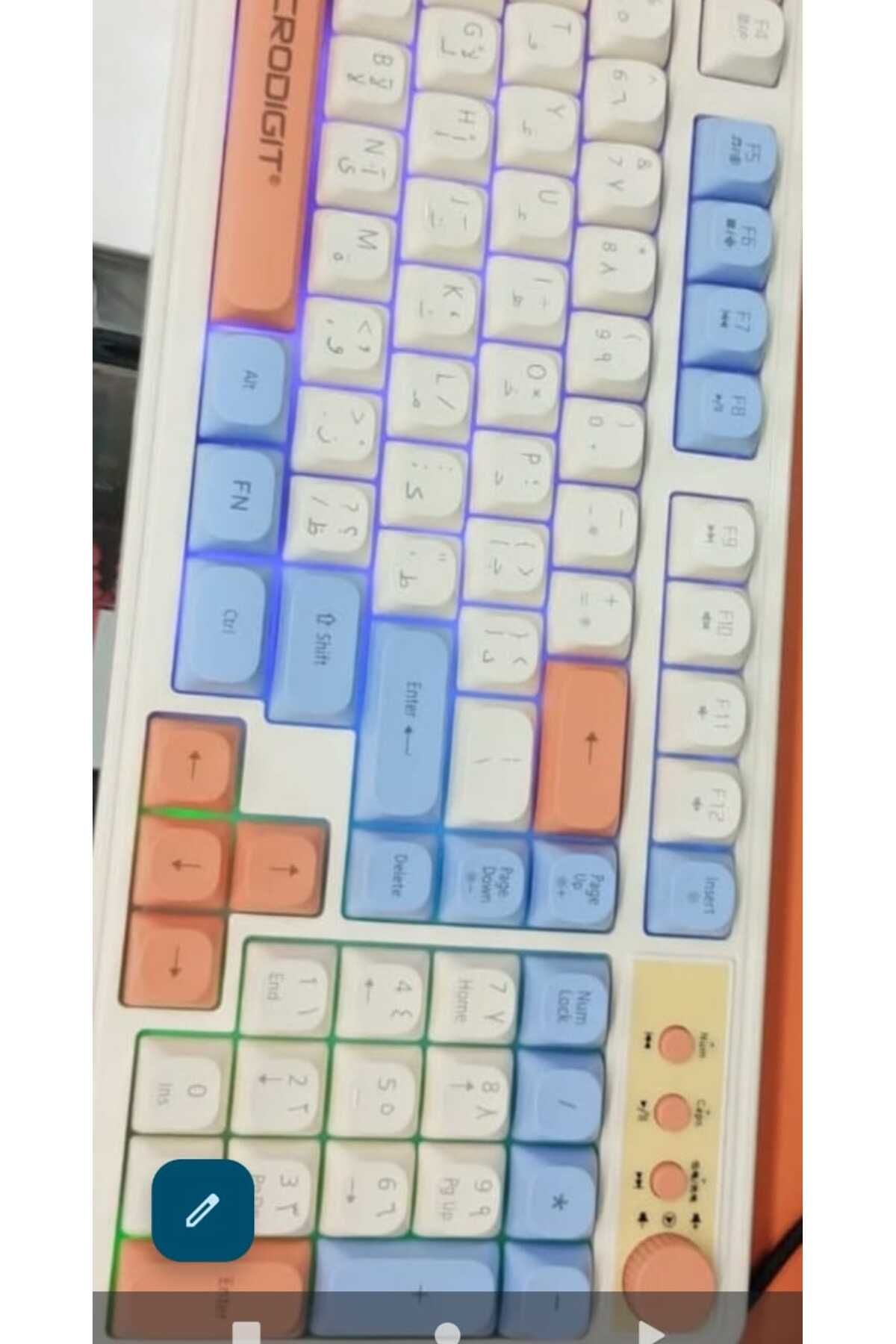 Microdigit-Rechargeable 2.4G Wireless Keyboard, Bluetooth 5.0, RGB Lighting with Rotating Volume Button 2