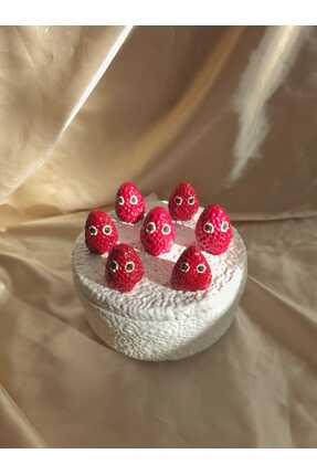 Home Hediyelik Çilekli Pasta Görünümlü Şirin Dekoratif Çok Amaçlı Kapaklı Kas...