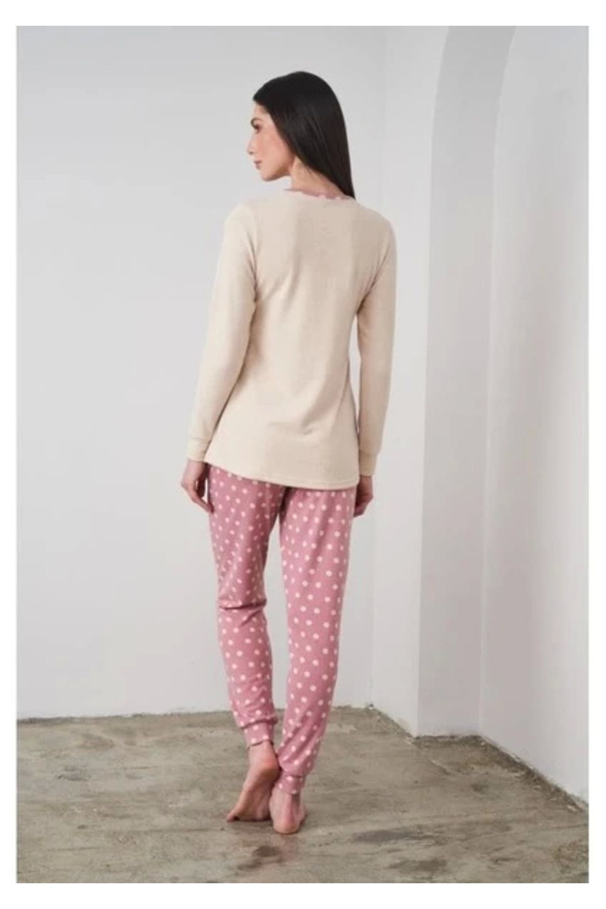 Modestia-Pjs 24503 Pajama Set with Text Detail - Ecru - 42 3