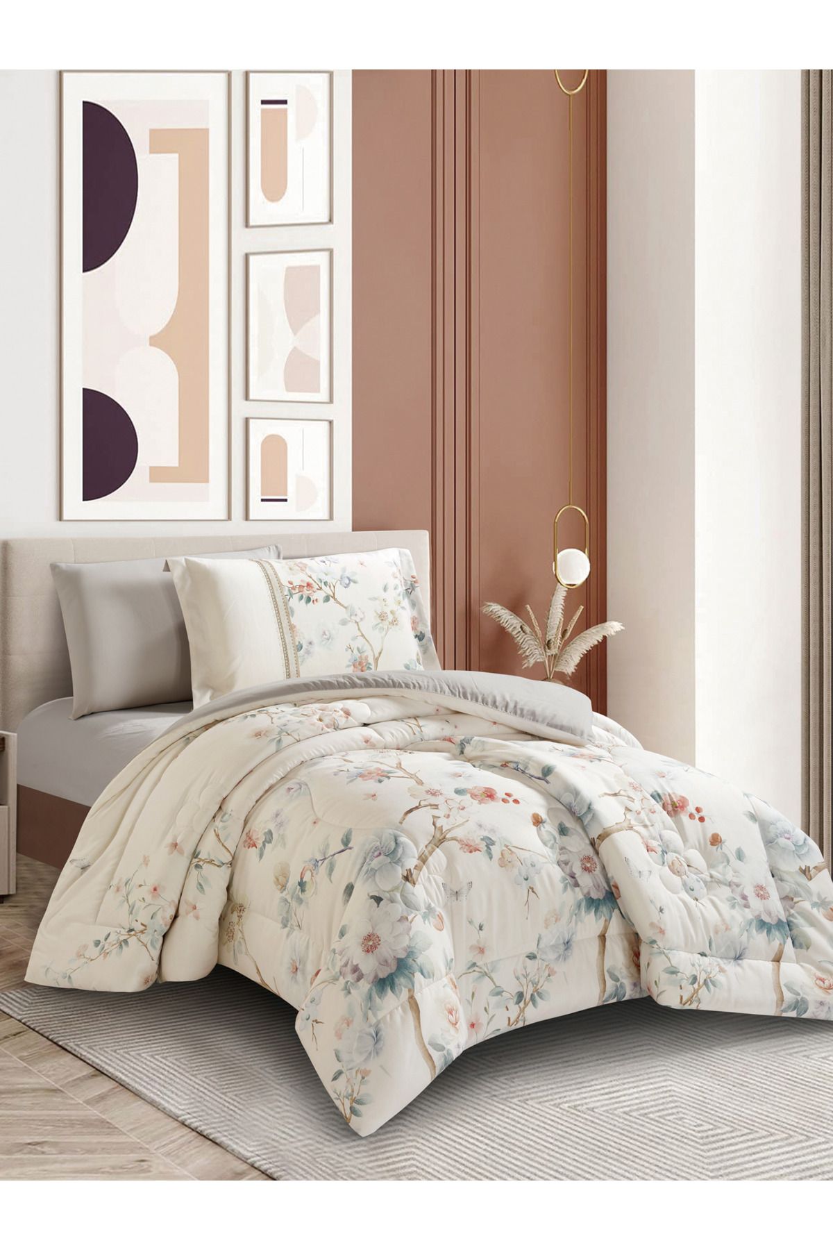 Donetella-طقم لحاف مطبوع رقميًا مكون من 4 قطع - مقاس توأم 170 × 230 سم، طقم فراش من الألياف الدقيقة الناعمة. 2
