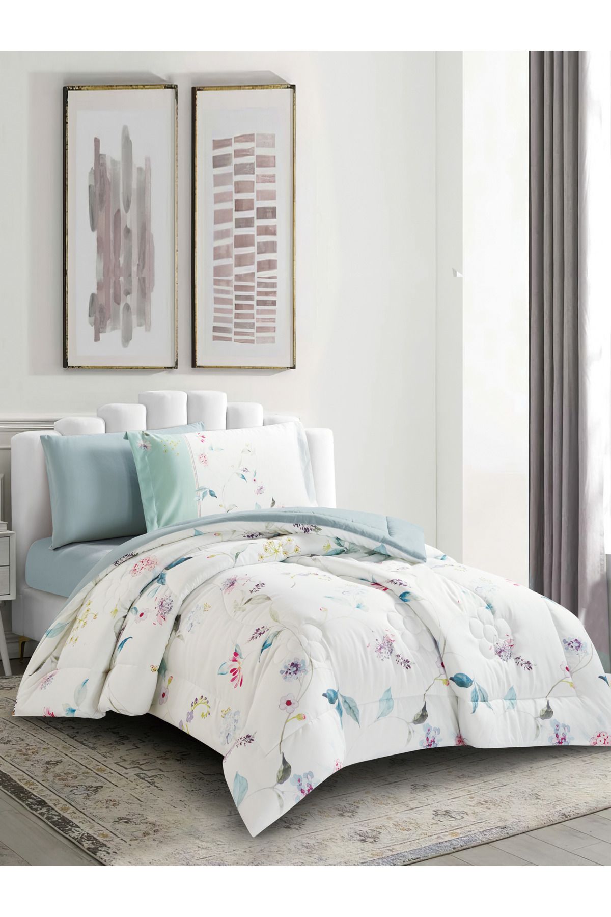 Donetella-طقم لحاف مطبوع رقميًا مكون من 4 قطع - مقاس توأم 170 × 230 سم، طقم فراش من الألياف الدقيقة الناعمة. 2