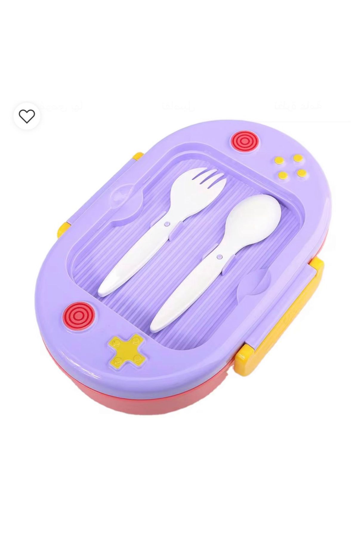 Generic-Lunch box with a video game-inspired design, including a spoon and fork. 5