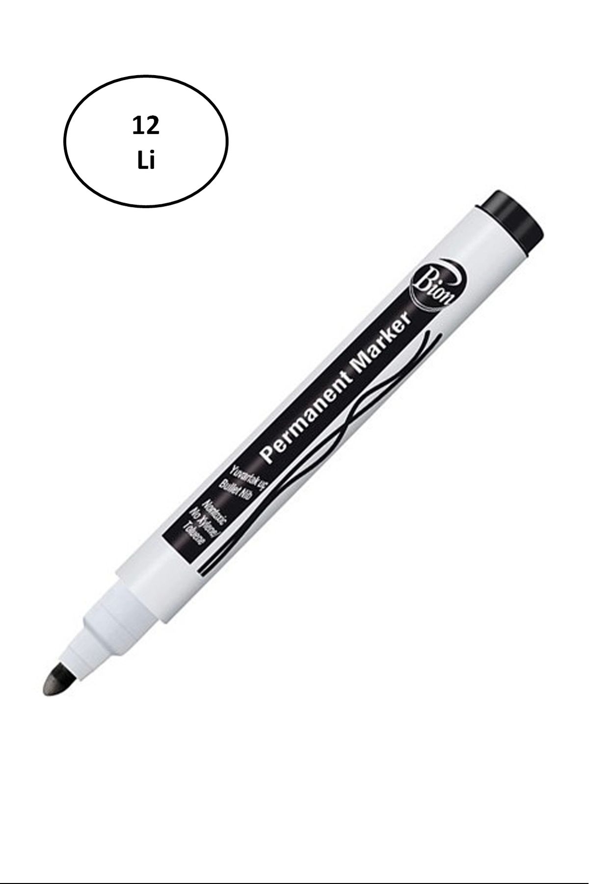PRATİKOBA-Mas Permanent Marker 9175 - Round Tip - Black 12 Pieces 1