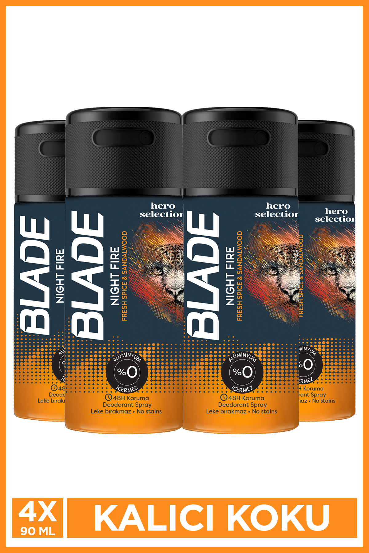 Blade Night Fire Erkek Alüminyumsuz Deodorant 4x90 Ml Hızlı Kurur