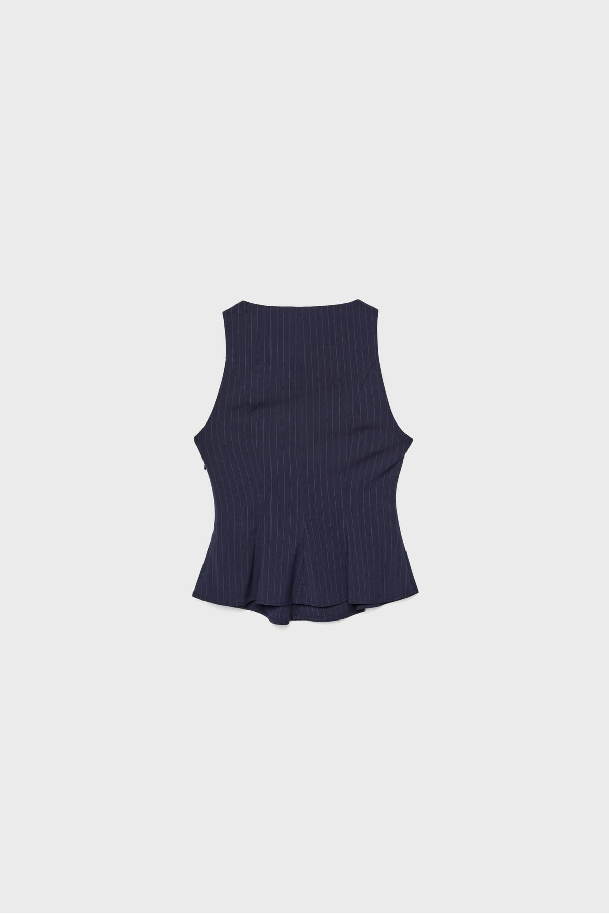 Stradivarius  Çizgili Kolsuz Peplum Top - Görsel 7