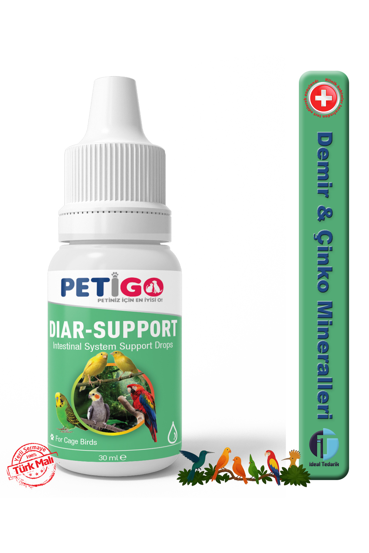 petigo - Kafes Kuşları için Vitaminler / Mineraller - 30ml Demir / Çinko ( Diar Support )