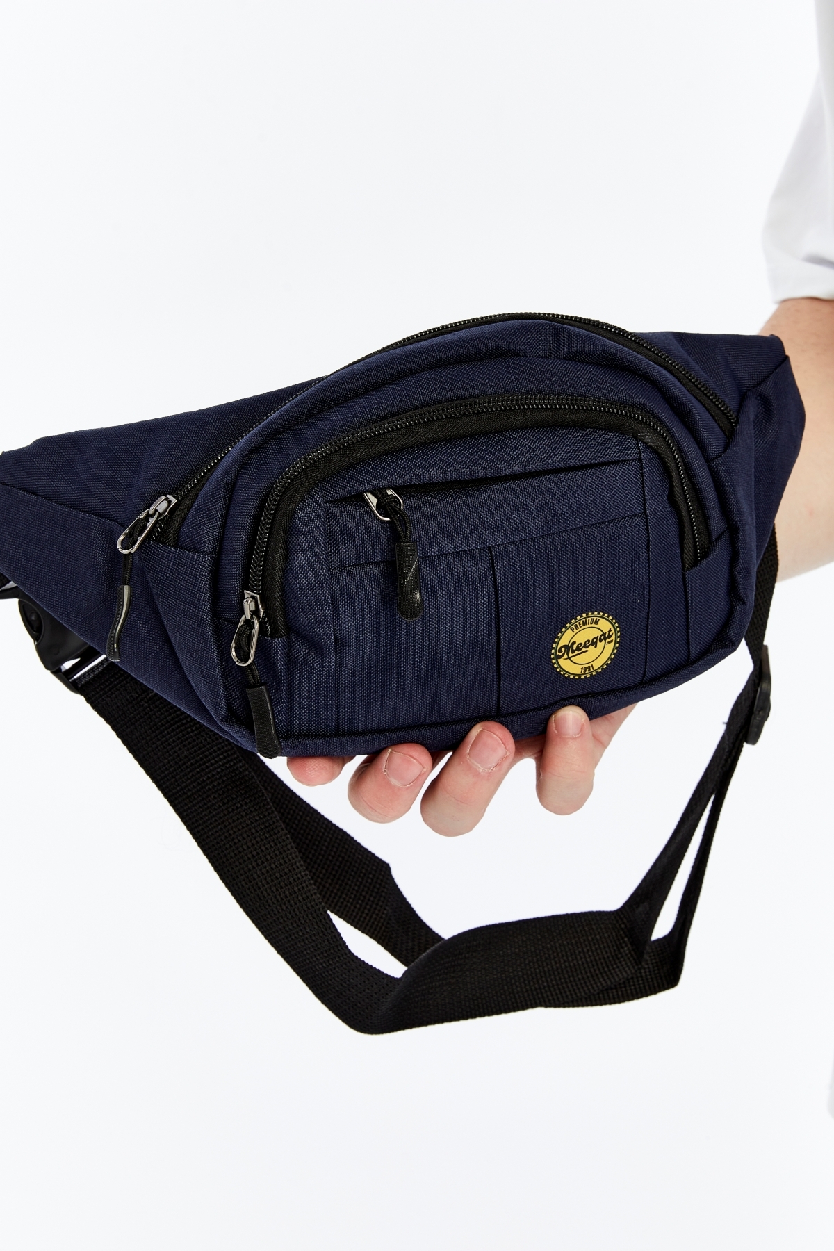 meeqat Unisex Siyah Su Geçirmez Usb Ve Kulaklık Girişli Bel Ve Omuz Çanta Freebag görsel 5