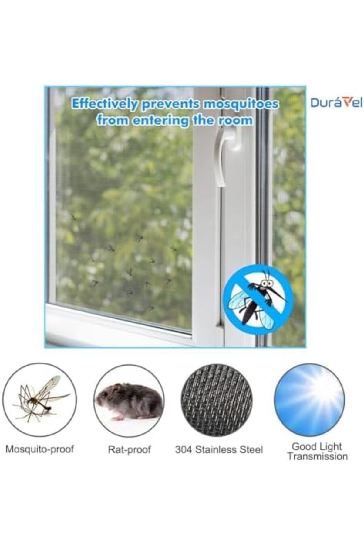 Duravel-Aluminium Insect Screen Mesh Fine Mesh Netting, Fly Net for Windows Doors and Patio Screens, 6