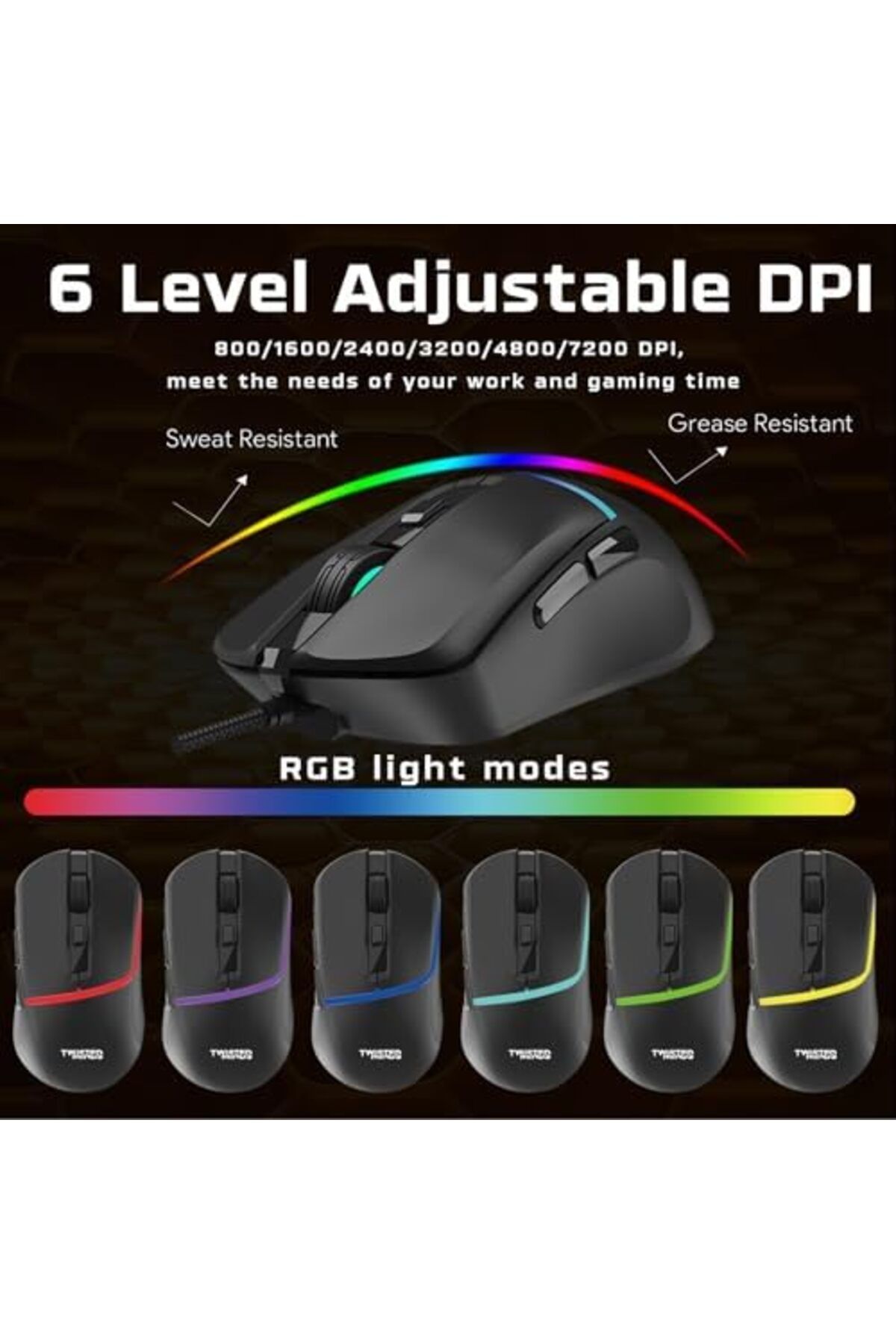 Twisted Minds-Gaming 4-in-1 Bundle - Wired Mechanical Keyboard, RGB Mouse with 6 DPI Levels, LED Headset, and Larg 8