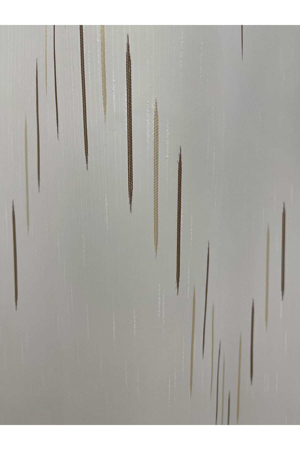 Liz Line-White curtain, mechanically embroidered, with rejansa, cappuccino/wenge, "Game of lines" by Liz Line PD049 3