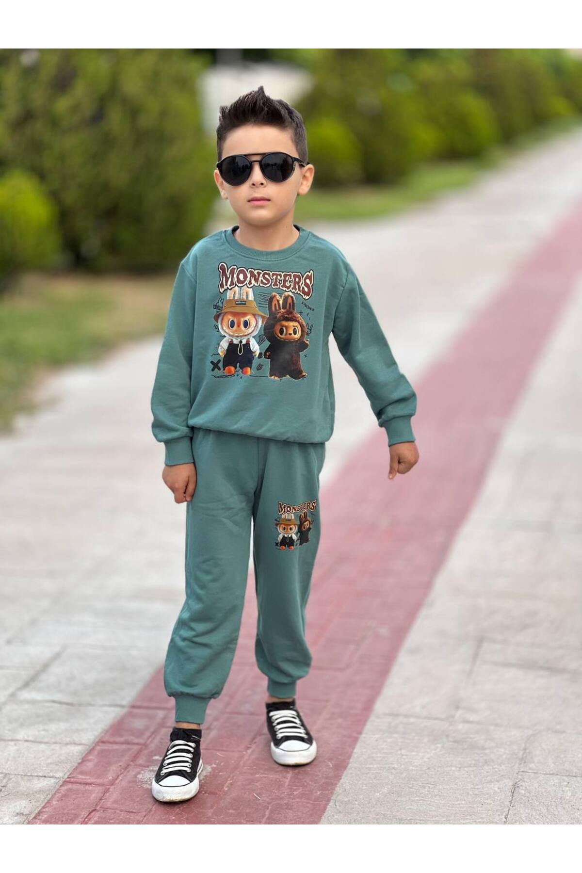 KGN GİYİM-Boy's 3 Threads Unsharped Bottom Top Set 3