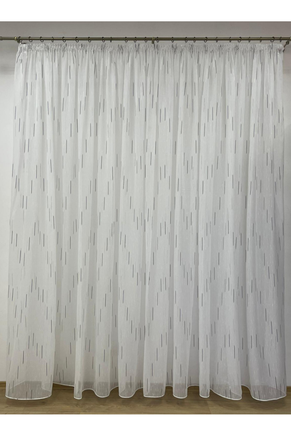 Liz Line-White curtain, mechanically embroidered, with rejansa, black/white, "Game of lines" by Liz Line PD050 8