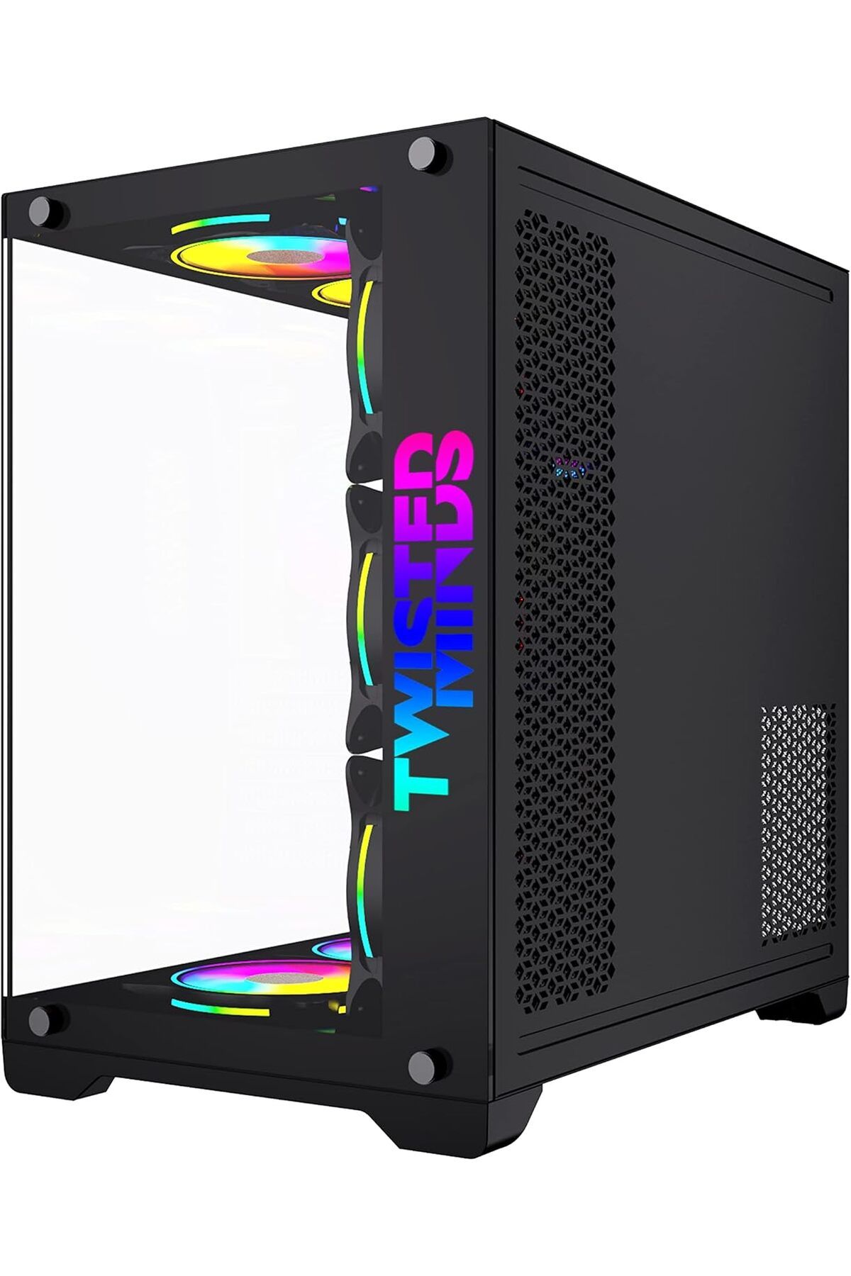 Twisted Minds-Gaming Computer Case Bullet-07 ATX Mid Tower by Twisted Minds with 6 ARGB LED Fans, 4 Included, Sync 2