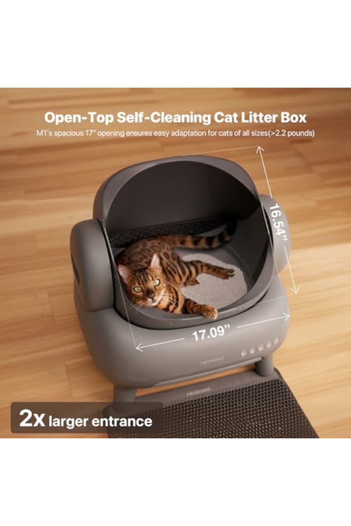 Neakasa-M1 Open-Top Self Cleaning Cat Litter Box, Automatic Cat Litter Box with APP Control, Odor-Fr 6