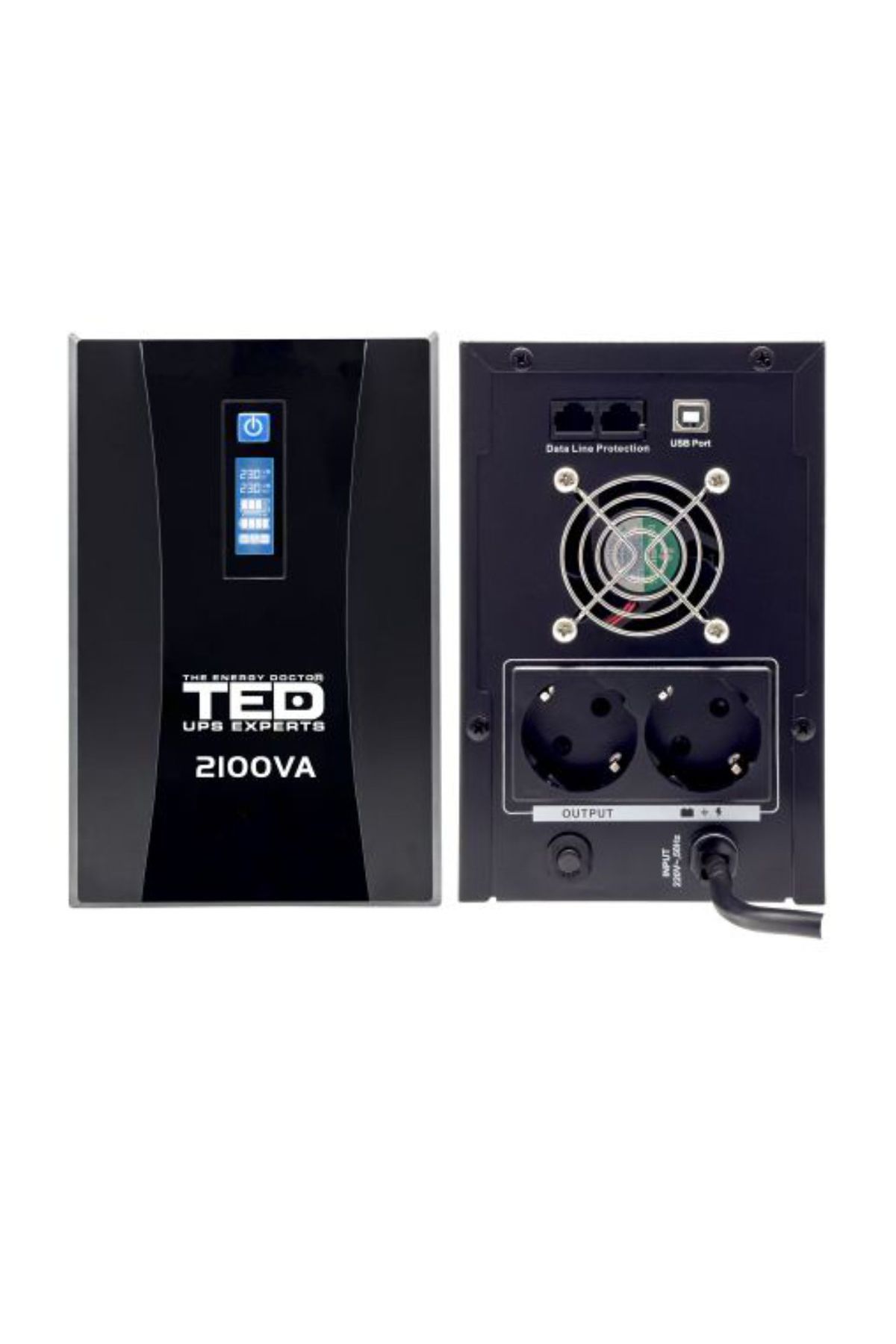 TED Electric-UPS Line Interactive 2100VA 1200W with AVR, LCD, 2 Schuko Outputs, USB Management - TED004659 2