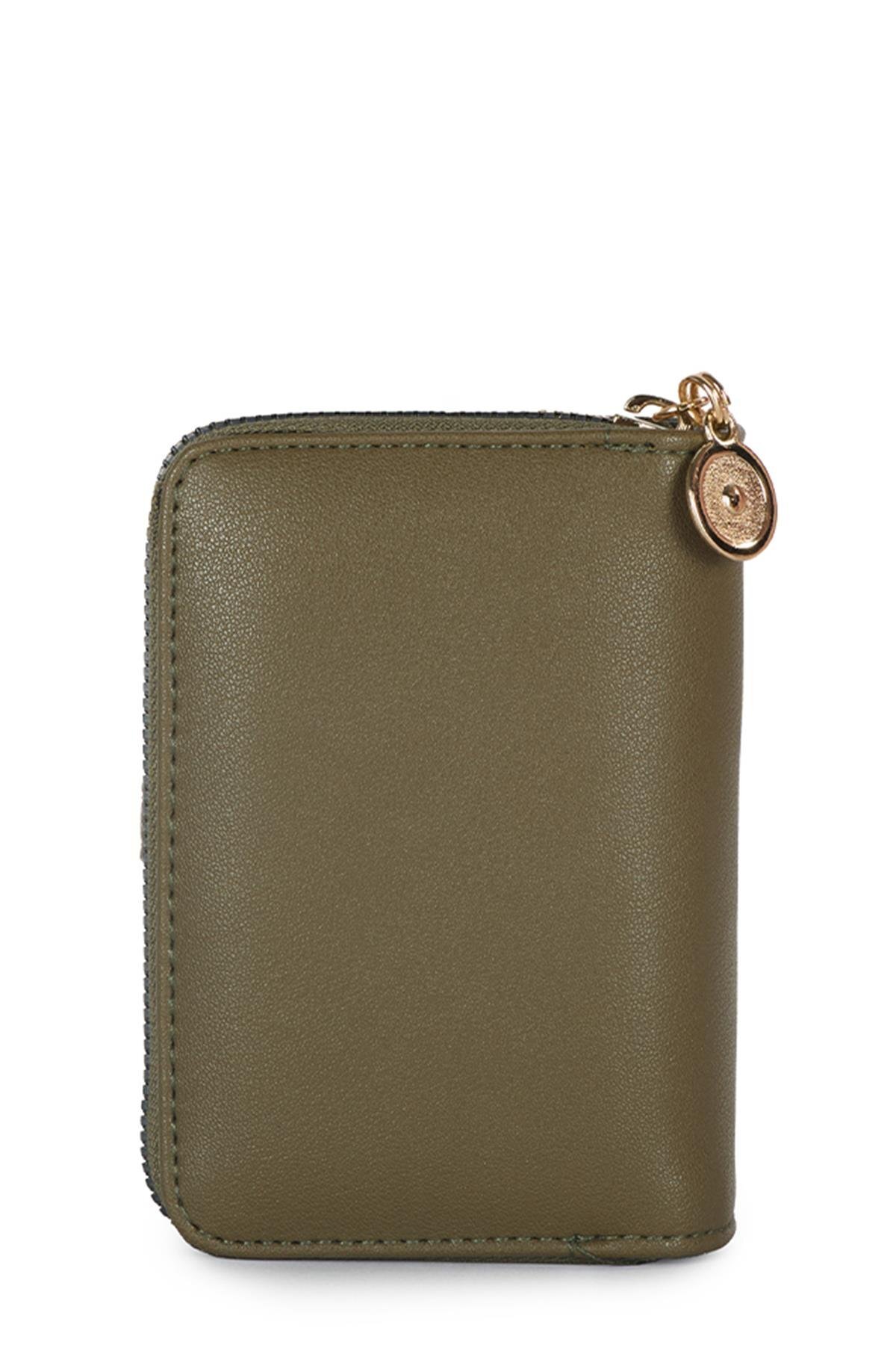 Zühre-Zippered Khaki Mini Wallet Zc025 5