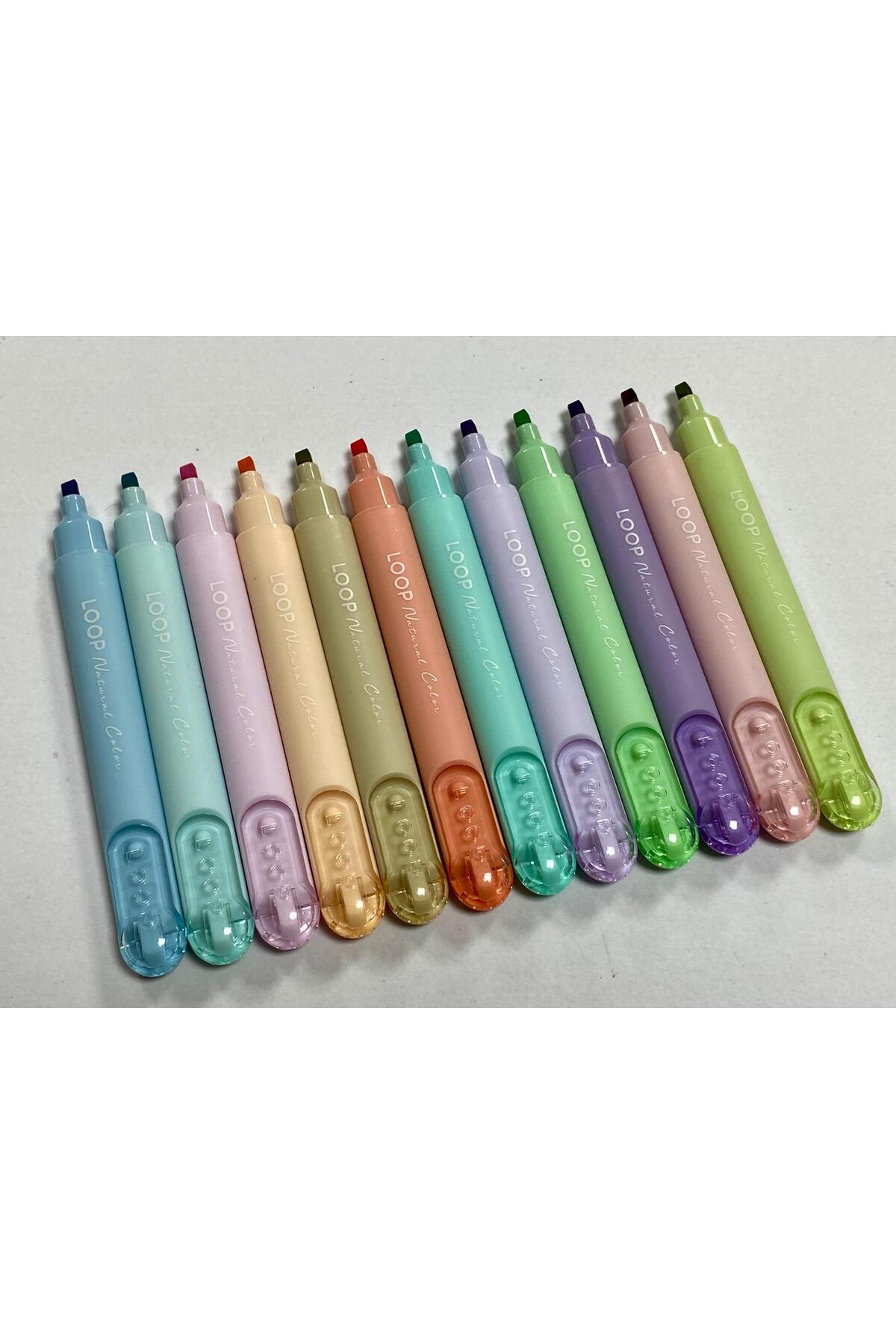 FLEXIBLE tip Phosphor Marker- Loop Pastel 12 Colors PAPER PINCH 0862