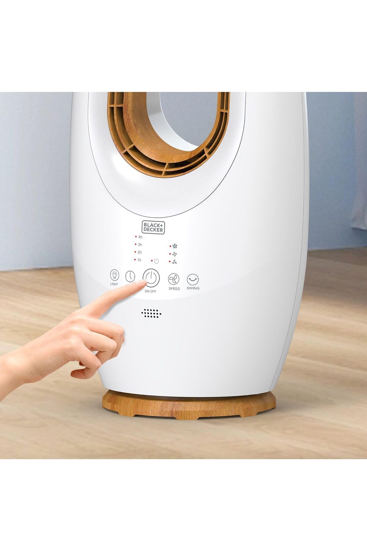 Black&Decker-مروحة بلاك+ديكر ٢ في ١ بدون شفرات، ٥٨ سم، مصباح LED أبيض بارد، جهاز تحكم عن بعد، دوران ٦٠ درجة، ٤٥ واط 7