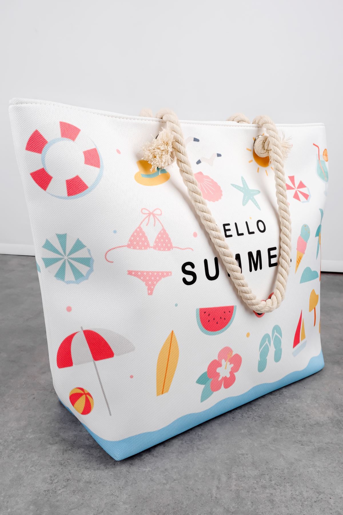 Lal Shoes & Bags ELISSA KADIN Fermuarlı PLAJ ÇANTASI-Açık Mavi görsel 2